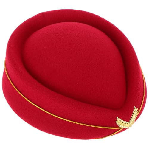 Gatuida Eleganter Stewardess Hut aus Filz für Damen Cosplay Zubehör für Halloween und Bühnenaufführungen Weicher und Bequemer Hut Tiefroter Farbe Einzigartiges Design für Besondere Anlässe Gatuida Eleganter Stewardess Hut aus Filz für Damen Cosplay Zubehör für Halloween und Bühnenaufführungen Weicher und Bequemer Hut Tiefroter Farbe Einzigartiges Design für Besondere Anlässe von Gatuida