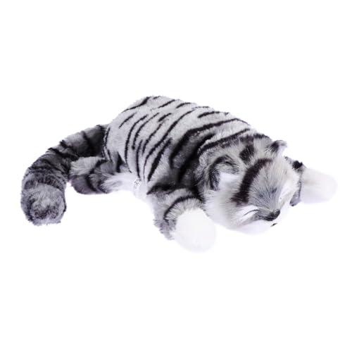 Gatuida Elektrische Plüsch Katze Puppe Graue Wendige Katzenfigur aus Weichem Kuschelstoff Kinderspielzeug ohne Batterie Realistische Plüschkatze für Katzenliebhaber von Gatuida