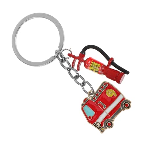 Gatuida Feuerwehrmann-schlüsselanhänger Wiederaufladbar Feuerwehrauto Kleines Feuer Löschen Kette Dekoration Fackel Aufkleber Münze Feuerlöscher Verzierung Schlüsselanhänger Retro Metall von Gatuida
