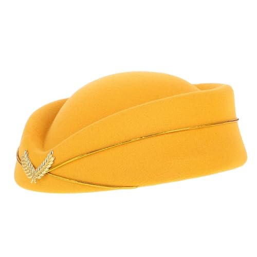 Gatuida Flugbegleiterinnen Hut aus Hochwertigem Gefälschtem Filz Eleganter Beret für Stewardessen Cosplay und Halloween Kostüme für Frauen Verstellbar und Komfortabel von Gatuida