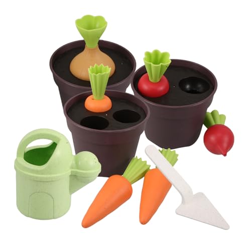 Gatuida Gartenspielzeug Set aus Weizenstroh Umweltfreundlich mit Sand Strandspaten Gießkanne und Karotten-pflanzset Fördert Motorik und Naturverständnis für Jungen und Mädchen von Gatuida