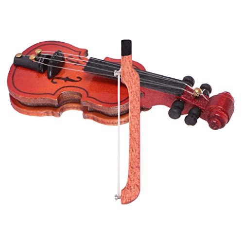 Gatuida Geigenmodell Zubehör Für Puppenhäuser Violine Kleine Geige Mini-geigen Mini-zubehör Requisiten Fotografieren Holz Brown von Gatuida