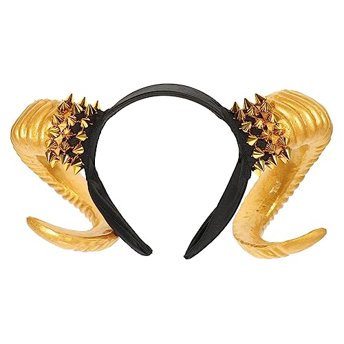 Gatuida Goldener Rivet Horn Haarreif Damen Halloween Stirnband Cosplay Kopfschmuck Leichtes Haarreifen für Party und Kostümaccessoire Gatuida Goldener Rivet Horn Haarreif Damen Halloween Stirnband Cosplay Kopfschmuck Leichtes Haarreifen für Party und Kostümaccessoire von Gatuida