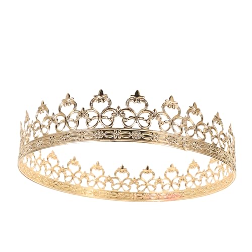 Gatuida Goldfarbene Herren Königskrone aus Robustem Vintage Königliches Haarschmuck Accessoire für Halloween Karneval und Mittelalterliches Cosplay Leichte Tiara für Besondere Anlässe von Gatuida