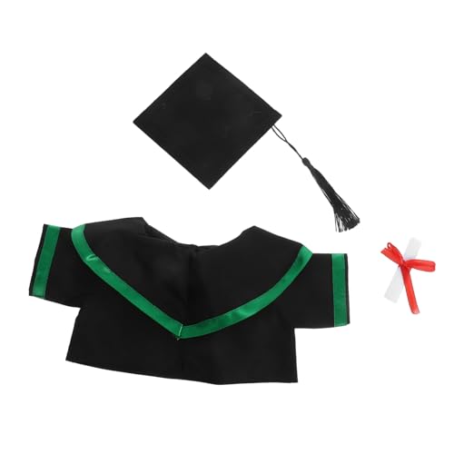 Gatuida Graduation Outfit für Stofftiere Teiliges mit Grünem Umhang und Schwarzer Quastenmütze Weiches Abschlusskleid für Plüschtiere und Puppen Niedliches Universalkostüm als von Gatuida