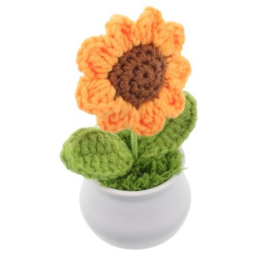 Gatuida Häkeln Sonnenblume Kleine Topfpflanze Handgemachte Deko aus Gestricktem Garn Künstliche Blume für Schreibtisch Auto und für Gemütliche Gatuida Häkeln Sonnenblume Kleine Topfpflanze Handgemachte Deko aus Gestricktem Garn Künstliche Blume für Schreibtisch Auto und für Gemütliche von Gatuida