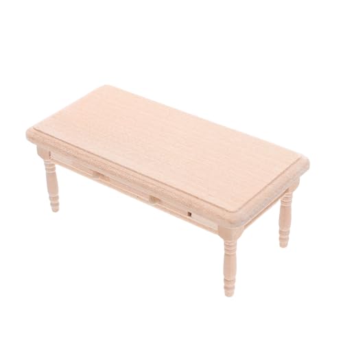 Gatuida Halbfertiger Miniatur-Holz-Küchentisch mit Aufbewahrungsfach, 1:12 Puppenmöbel, dekorativer Couchtisch von Gatuida