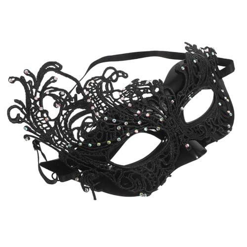 Gatuida Halbgesichtige Maskerade Maske Damen mit Elastischem Band Schwarze Spitzenoptik Komfortabel für Halloween Karneval Cosplay und Festliche Kostümierungen von Gatuida