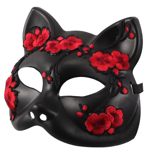 Gatuida Halloween Fox Maske Halbgesicht Tiermotiv Katze Cosplay Masquerade Kunststoff Damen Party Kostüm Zubehör für Halloween Karneval Gatuida Halloween Fox Maske Halbgesicht Tiermotiv Katze Cosplay Masquerade Kunststoff Damen Party Kostüm Zubehör für Halloween Karneval von Gatuida