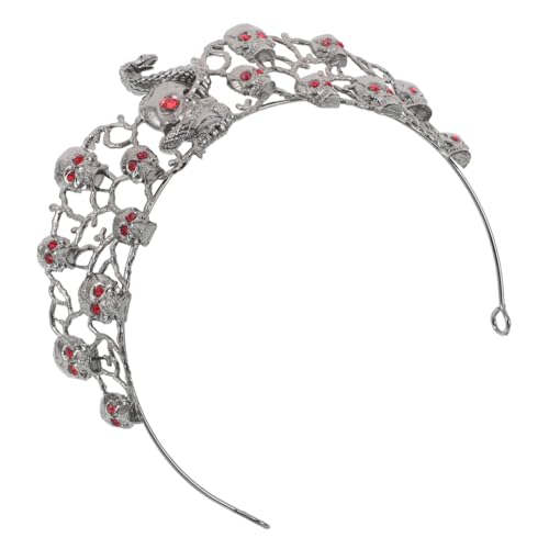 Gatuida Halloween Goth Skull Tiara aus Stabilem Legierungs-material mit Funkelnden Strasssteinen Einzigartiges Dunkles Design Auffällige Schädelakzente Party-haarschmuck für Halloween von Gatuida