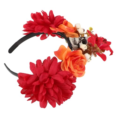 Gatuida Halloween Haarreif mit Künstlichen Blumen und Totenkopf Cosplay Haarschmuck für Damen Tag der Toten Kostüm Zubehör Passend für Halloween Party und Karneval von Gatuida