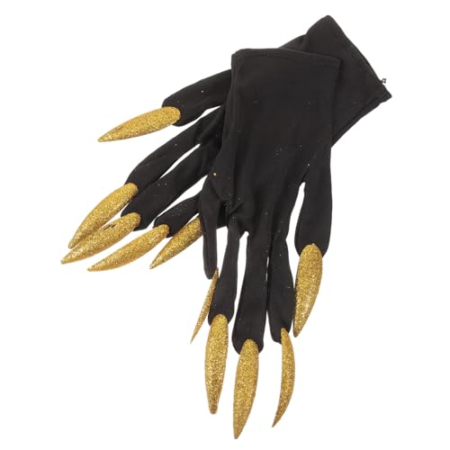Gatuida Halloween Handschuhe mit Goldfarbenen Knochen Nägeln Leichte Requisiten für Gruselige Cosplay Party Wiederverwendbar für Hexe Zombie und Zauberer Kostüme Gatuida Halloween Handschuhe mit Goldfarbenen Knochen Nägeln Leichte Requisiten für Gruselige Cosplay Party Wiederverwendbar für Hexe Zombie und Zauberer Kostüme von Gatuida