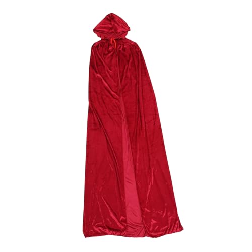 Gatuida Halloween Hexen Cape für Erwachsene Robuster Stilvoller Umhang für Halloween Partys Cosplay Unisex Design Weinrot Hut von Gatuida