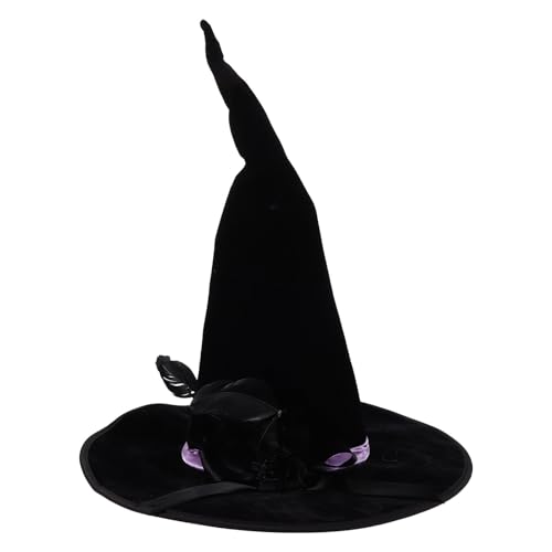 Gatuida Halloween Hexenhut - Halloween Kostüm Hexen Zauberer Spitz Zaubererhut Unisex Kostüm Accessoire Für Frauen Männer Schwarz von Gatuida