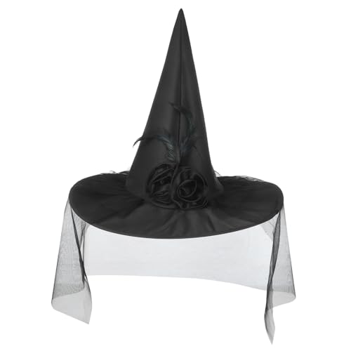 Gatuida Halloween Hexenhut mit Schleier für Karneval Cosplay Maskerade und Halloween Partys Attraktives Kostümzubehör für Frauen Schwarz Dekorativ und Gatuida Halloween Hexenhut mit Schleier für Karneval Cosplay Maskerade und Halloween Partys Attraktives Kostümzubehör für Frauen Schwarz Dekorativ und von Gatuida