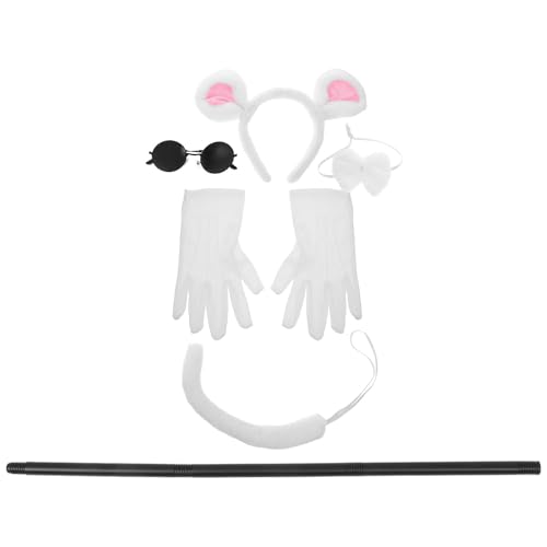 Gatuida Halloween-Maus-Kostüm-Zubehörset, Maus-Kostüm-Set, einschließlich Stirnbänder, runder Sonnenbrille, Blindenstock, weißen Handschuhen für Halloween-Partygeschenke Gatuida Halloween-Maus-Kostüm-Zubehörset, Maus-Kostüm-Set, einschließlich Stirnbänder, runder Sonnenbrille, Blindenstock, weißen Handschuhen für Halloween-Partygeschenke von Gatuida
