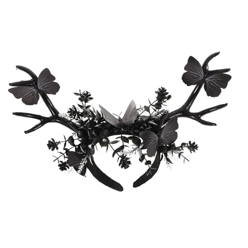 Gatuida Halloween Stirnband mit Großen Schwarzen Hirschgeweihen Leichtes Gothic Kopfschmuck für Halloween Themen und Cosplay Partys Bequemer Sitz Kompakt und Vielseitig Einsetzbar von Gatuida