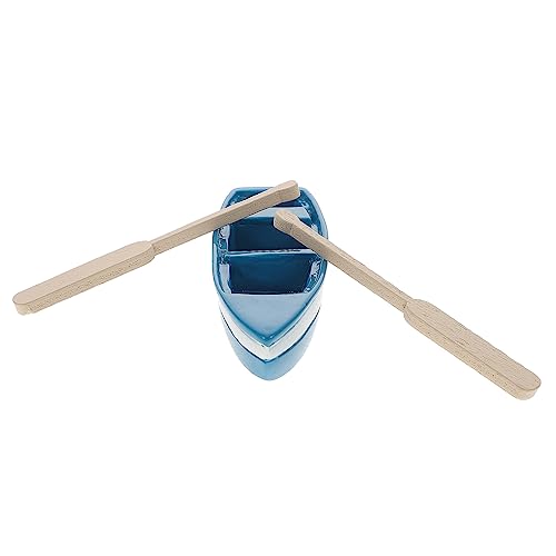 Gatuida Harzmodell Mikro-Landschaftsornament-Bootsmodell Meeresspielzeug Strand nautisch thematisiert Heimdekoration Mini Mikrolandschaftsornament Paddel-Modell hölzern Blue von Gatuida