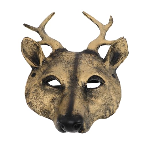 Gatuida Hirschmaske Cosplay Tiermaske für Halloween Partys Realistische Kostüm Requisiten PU mit Verstellbarem Band für Theateraufführungen Besondere Anlässe von Gatuida
