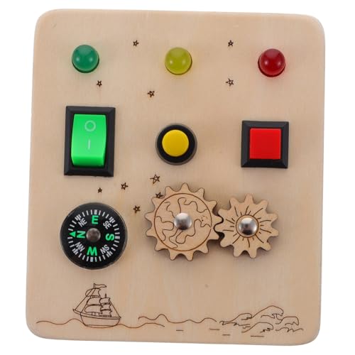 Gatuida Holz Busy Board Lernspielzeug für Pädagogisches Schalterspielzeug mit Roter und Grünem Licht Sensorisches Montessori Aktivitätsbrett Feinmotorik und Farberkennung von Gatuida