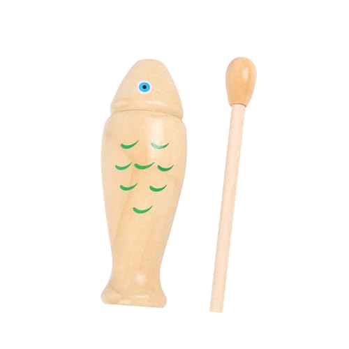 Gatuida Holz Percussion Instrument Teilig Fischform Kinderfreundliche Rhythmus Spielzeuge Pädagogische Holz Musikinstrumente für Musikförderung und Hörübungen Natürliche Holzfarbe von Gatuida