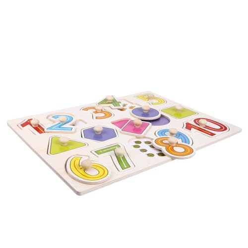 Gatuida Holz Puzzle Zahlen Kreatives Steckspiel für Kleinkinder Langlebiges Montessori Lernspielzeug Pädagogisches Jigsaw Toy für Jungen und Mädchen Ab Jahren von Gatuida