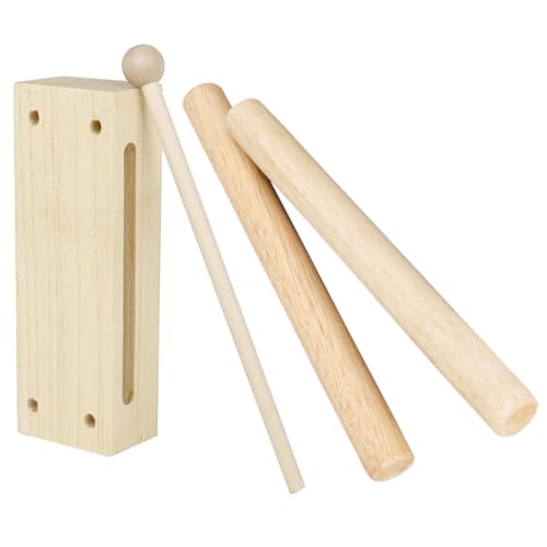 Gatuida Holz Rhythmusblock mit Schlägeln Langlebiges Buchenholz Percussion Musikinstrument Pädagogisches Musikspielzeug für Einfacher Gebrauch Angenehmer Klang für Musikunterricht von Gatuida