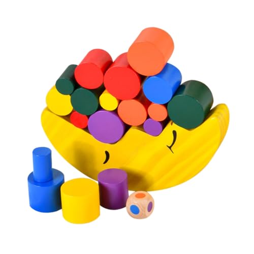 Gatuida Holz Stapelblöcke Mondform Buntes Montessori Balance Motorik Lernspielzeug Frühförderung Sicher Glatt Oberfläche Zufällige Farbe Zufällige Farbe von Gatuida