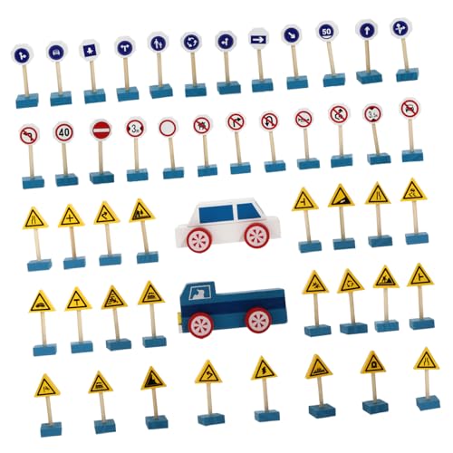 Gatuida Holz Verkehrsschilder Spielset aus Stabilem Kiefernholz Pädagogisches Straßenschild Lernspielzeug für Vorschulkinder zur Verkehrssicherheit und Spielerischen Erkennung von von Gatuida