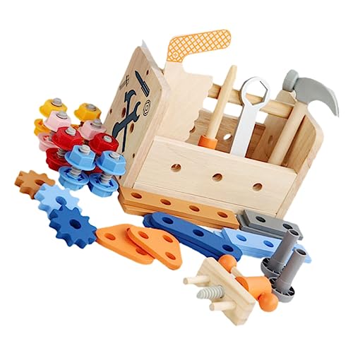 Gatuida Holz Werkzeugkasten für Tragbares Lernspielzeug für Kleinkinder Buntes Handwerkzeug Set für Fantasievolles Sicheres Fördert die Intellektuelle von Gatuida