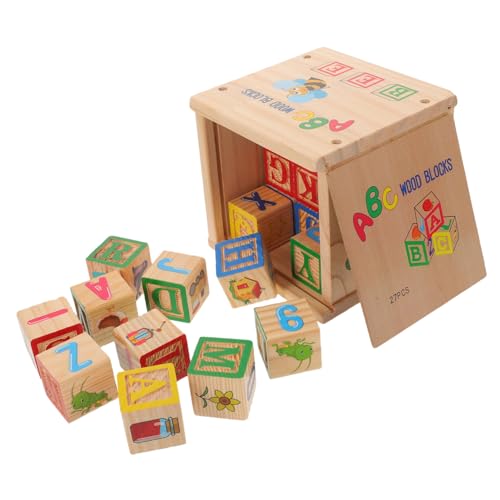 Gatuida Holz-bausteine mit Buchstaben und Zahlen Lernspielzeug aus Natürlichem Holz Sichere Kanten Farbenfrohes Montessori Lernspiel für Kleinkinder Alphabet und Zahlen Pädagogisches von Gatuida