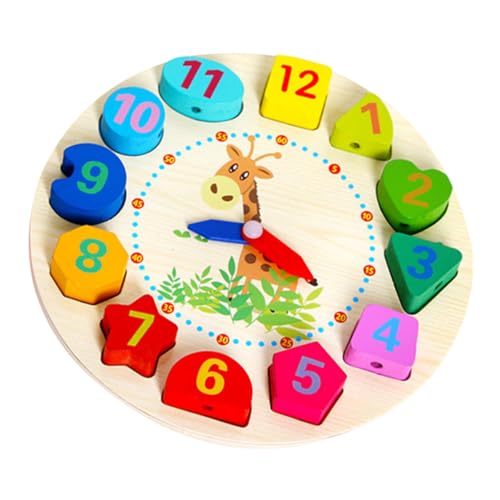 Gatuida Holzperlen Lernuhr Holzspielzeug mit Zahlenform Sortieruhr für Kleinkinder Jungen Mädchen Pädagogisches Analogspielzeug aus Holz Umweltfreundlich Sicher von Gatuida