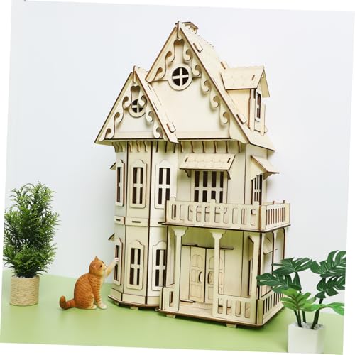 Gatuida Holzpuzzle Gothic Villa Modellhaus Kreatives Baupuzzle Geschenk für Erwachsene Geburtstags Halloween Dekoration Langlebig und Einfach Zusammenzubauen von Gatuida