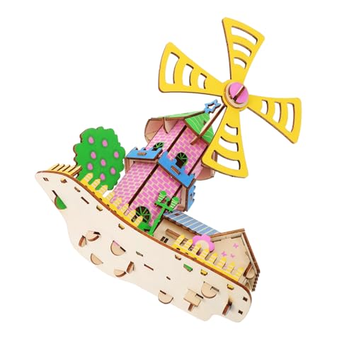 Gatuida Holzpuzzle Windmühlenhaus DIY Bausatz Filigranes Holzmodell zum Selberbauen Dekoratives Miniaturhaus für Erwachsene Handwerkliches Puzzle Kreative Hobbybastler von Gatuida