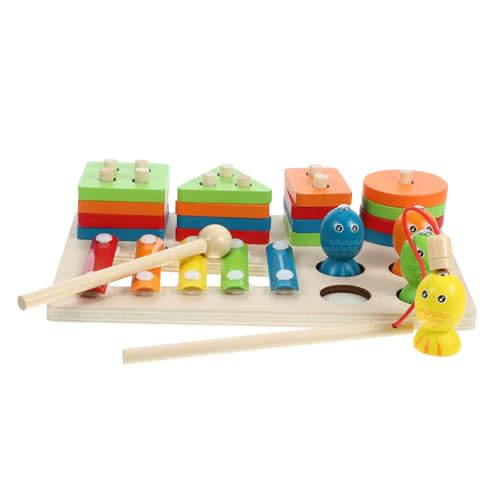 Gatuida Holzspielzeug Geometrische Formen Stapelspiel Lernspielzeug mit Angelspiel Buntes Montessori Sortierspiel für Ab Jahren Problemlösung und Motorik von Gatuida