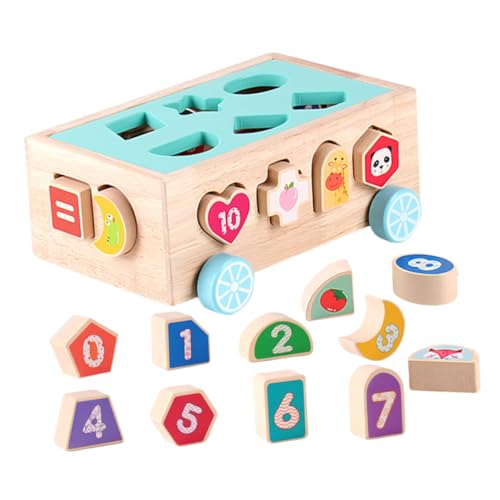 Gatuida Holzspielzeug für Früchten Zahlen Formen und Tieren Montessori Kognitives Sortierspiel Motorik Hand Auge Koordination und Farbenerkennung Sicher und Pädagogisch Empfehlenswert von Gatuida