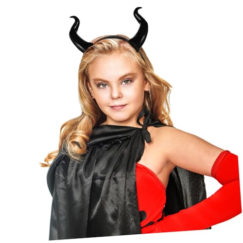 Gatuida Hornhorn Haarzubehör Halloween-Accessoires gotische Hörner Halloween-Stirnband-Kostüm Halloween-Kopfschmuck Kuh haarschmuck Cosplay-Accessoires Gothic Cosplay Dämonenhörner Schwarz von Gatuida