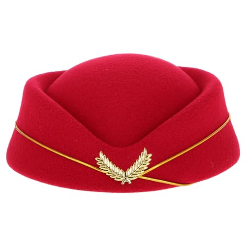 Gatuida Hut Damen Verstellbare Stewardess Mütze für Halloween Kostümpartys und Bühnenaufführungen Modisches Design Tiefrot Vielseitig Einsetzbar Perfektes Cosplay Zubehör von Gatuida