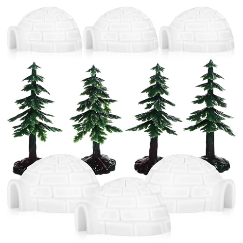 Gatuida Iglu Gebäude dekoratives Modell: Mini-Iglu Weihnachtsbäume Statische Ornamente, 6 Stück Eishaus und 4 Stück Weihnachtsbaum Gatuida Iglu Gebäude dekoratives Modell: Mini-Iglu Weihnachtsbäume Statische Ornamente, 6 Stück Eishaus und 4 Stück Weihnachtsbaum von Gatuida
