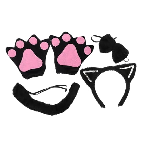Gatuida Katzenohr Haarreif Mit Katzenohren Schwarzem Und Handschuhen Halloween Cosplay Kostüm Zubehör Für Damen Für Karneval Und Maskerade von Gatuida