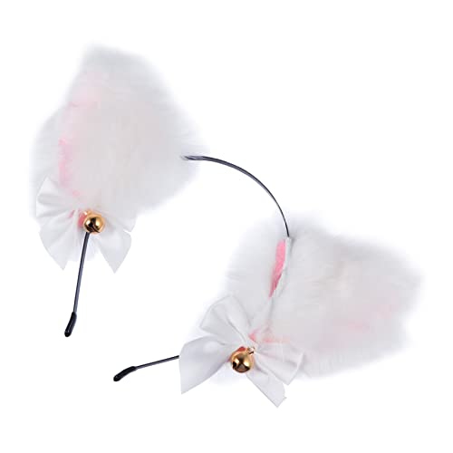 Gatuida Katzeohren Haarreif mit Glocken und Schleife Weicher Plüsch Niedliches Cosplay Accessoire für Damen Bequem und Fest Sitzend für Halloween Karneval und Partys von Gatuida