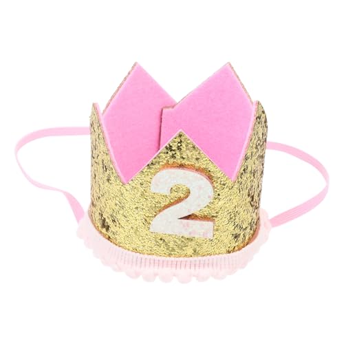 Gatuida Kindergeburtstags Krone Stirnband Buchstaben Design Bequemes Elastisches Haarschmuck für Mädchen und Jungen Realistische Glanzvolle Party Deko und Foto Requisite für Jährige von Gatuida