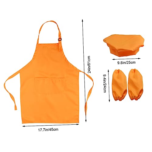 Gatuida Kochset mit Verstellbarer Schürze Kochmütze und Ärmelschutz Langlebiges Pflegeleichtes Material Geeignet für Jahre zum Kochen Backen Malen und Dekorieren Orange von Gatuida