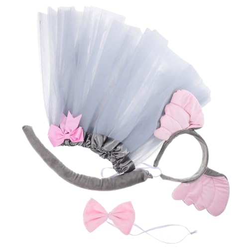 Gatuida Kostüm Set mit Elefantenohren Stirnband Grauer Tüllrock mit Schleife Weiches Teiliges Halloween Cosplay für Mädchen für Geburtstage Karneval und Kostümpartys von Gatuida
