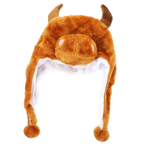 Gatuida Kuscheliger Plüsch Animal Ohrhut Braun Kleine Kuh Faschingshut Leicht Bequem Für Karneval Party von Gatuida