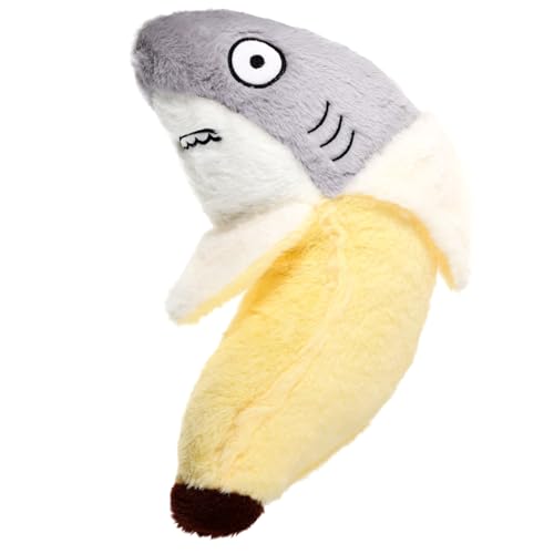 Gatuida Kuscheliges Cartoon Plüschtier Plüschkissen Weiches Bananenstofftier Sofa Dekokissen Niedliches Plüsch Haifischspielzeug für Kinderzimmer und Wohnbereich von Gatuida