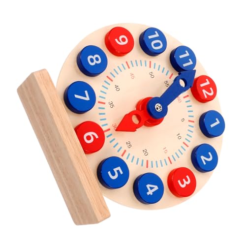 Gatuida Lernuhr aus Holz Farbenfrohes Sicheres Lernspielzeug für Zahlenverständnis Pädagogische Uhr zum Interaktiven Glatte Kanten für Vorschule und Grundschule von Gatuida