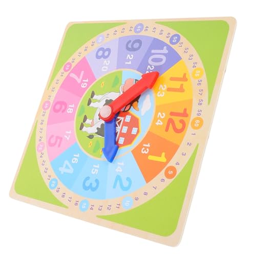 Gatuida Lernuhr aus Holz Mehrfarbige Zahlen Pädagogisches Uhrzeit Lernspielzeug Robustes Naturholz Sicher Glatte Kanten Fördert Zeitverständnis und Geistige Entwicklung Bildungswerkzeug von Gatuida