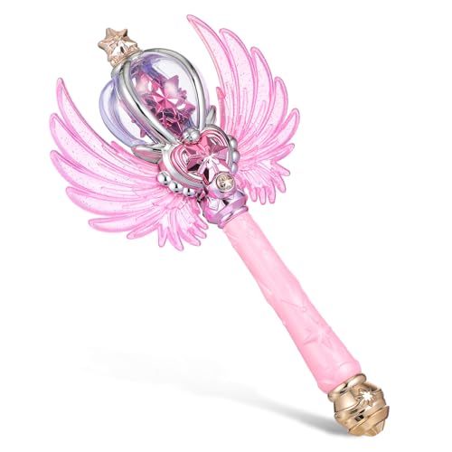 Gatuida Leuchtender Zauberstab für Mädchen mit Licht und Musik Pinker Prinzessinnenstab mit Flügeln Kindgerechtes Cosplay Accessoire für Geburtstagsfeiern und Fantasievolles Rollenspiel von Gatuida