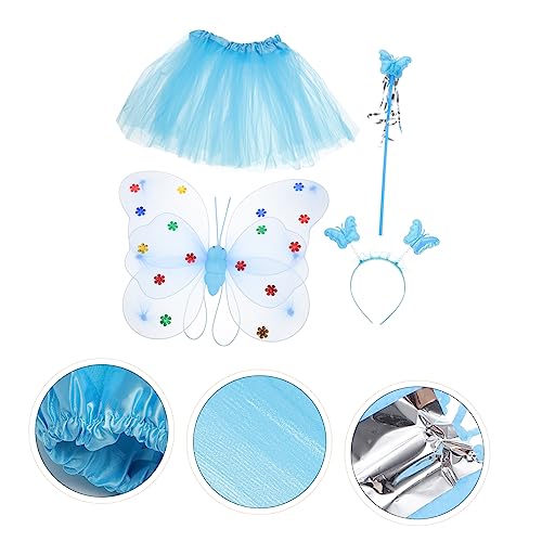 Gatuida Mädchen Feen Kostüm Teilig mit Schmetterlingsflügeln Tüllrock Zauberstab für Karneval Tanzparty Bühnenauftritt und Cosplay von Gatuida